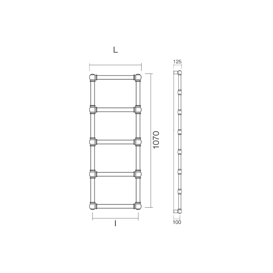 Gemischter Handtuchwärmer aus Messing mit Verbindungskugeln, hergestellt in Italien – Ricotta Viadurini