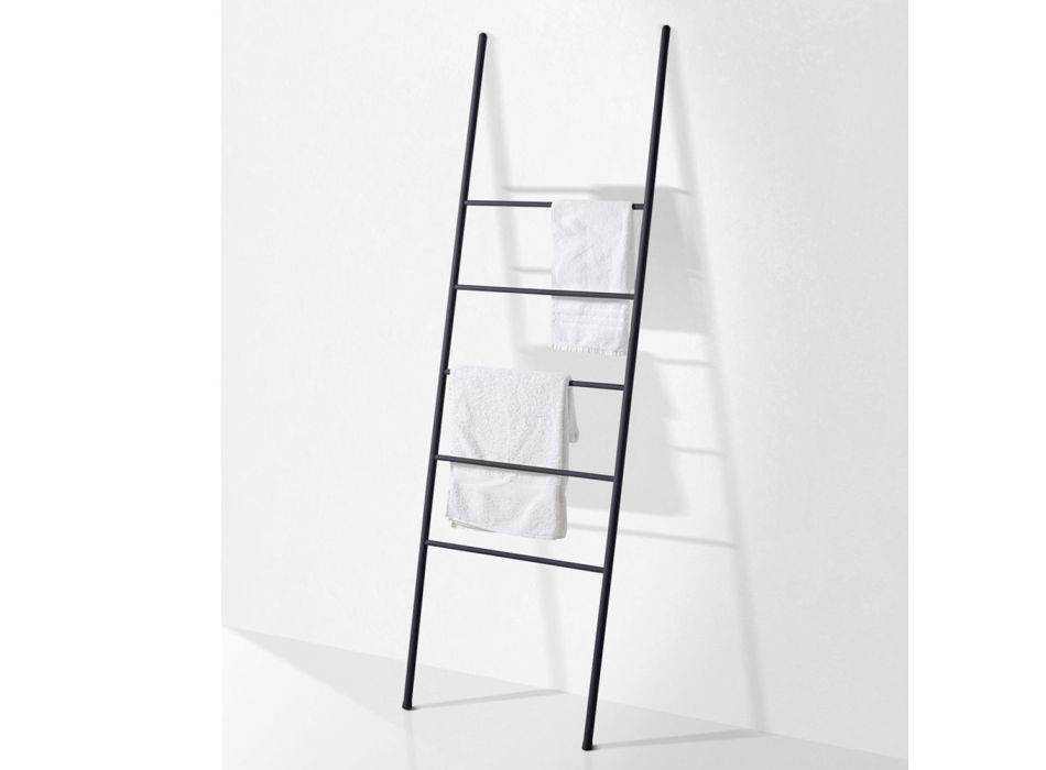 Leiter mit fünf Sprossen aus schwarzem oder weißem Metall - Ufo Viadurini