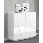 Hohes oder niedriges Schuhregal in nachhaltigem Holzdesign mit 2 oder 4 Türen - Fjona Viadurini