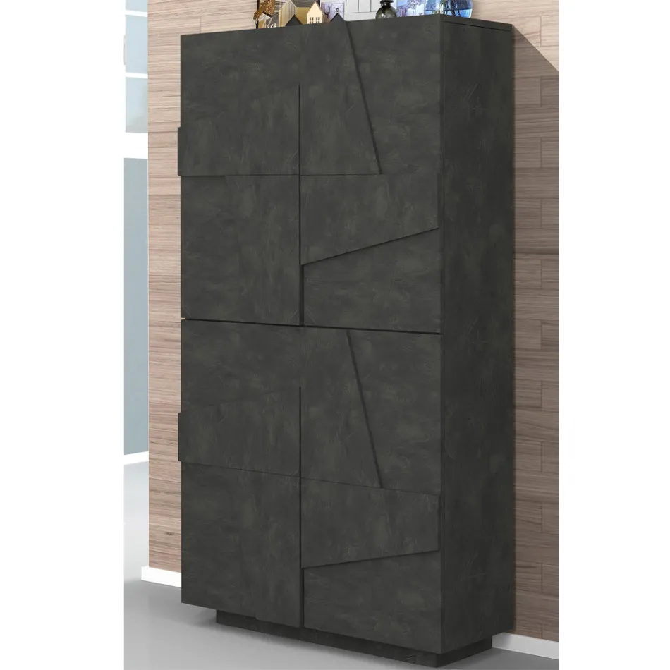 Hohes oder niedriges Schuhregal in nachhaltigem Holzdesign mit 2 oder 4 Türen - Fjona Viadurini