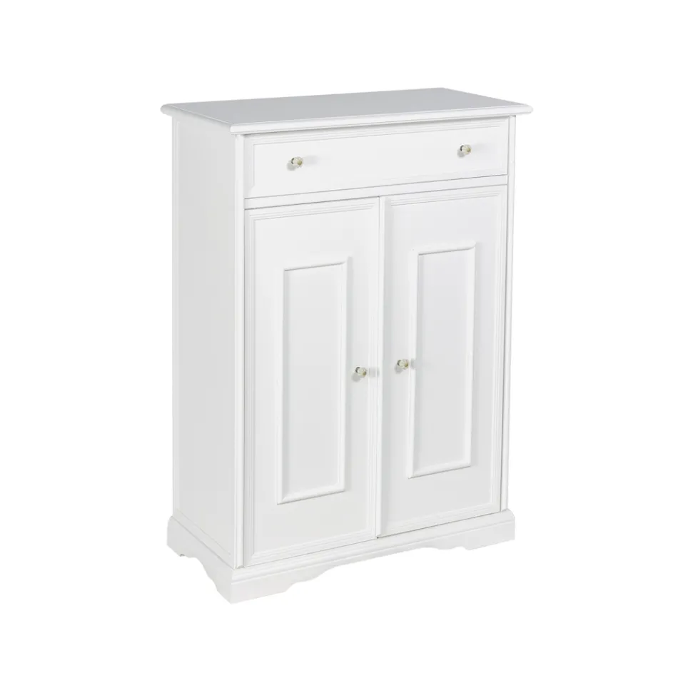 Schuhschrank mit 1 Schublade und 2 Holztüren Made in Italy - Lasa Viadurini