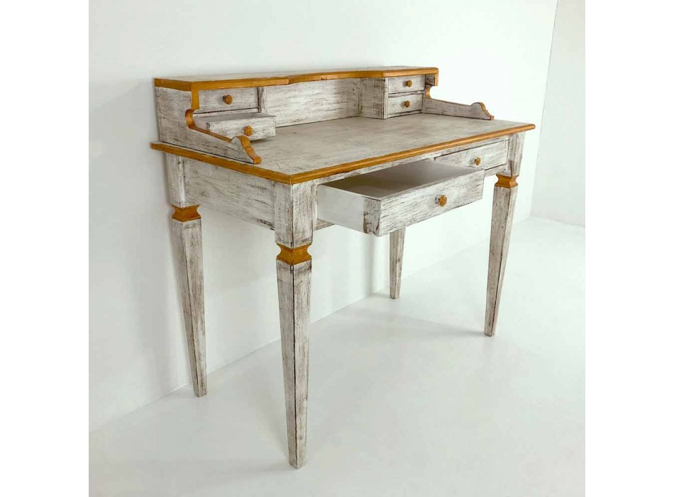 Handgefertigter Schreibtisch aus Massivholz mit 4 Schubladen Made in Italy - Amela Viadurini