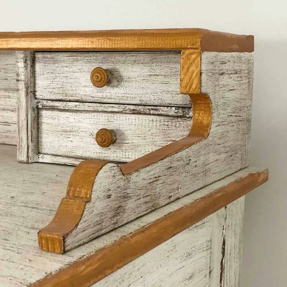 Handgefertigter Schreibtisch aus Massivholz mit 4 Schubladen Made in Italy - Amela Viadurini