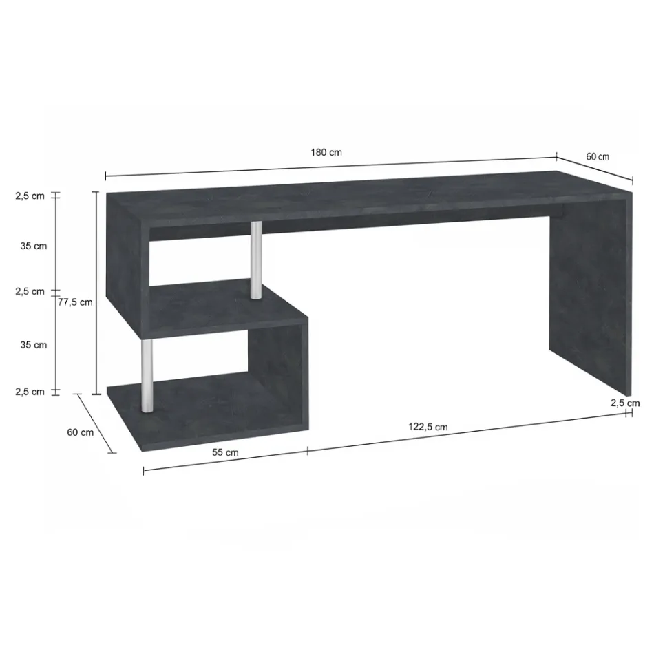 Weißer oder Schiefer Schreibtisch in italienischem Design Holz 3 Größen - Michel Viadurini