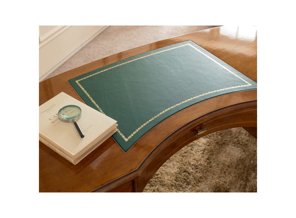 Klassischer Schreibtisch 5 Schubladen aus Holz und Kunstleder Made in Italy - Commodo Viadurini
