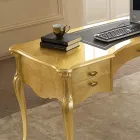 Klassischer Schreibtisch 5 Schubladen aus Holz und Kunstleder Made in Italy - Commodo Viadurini