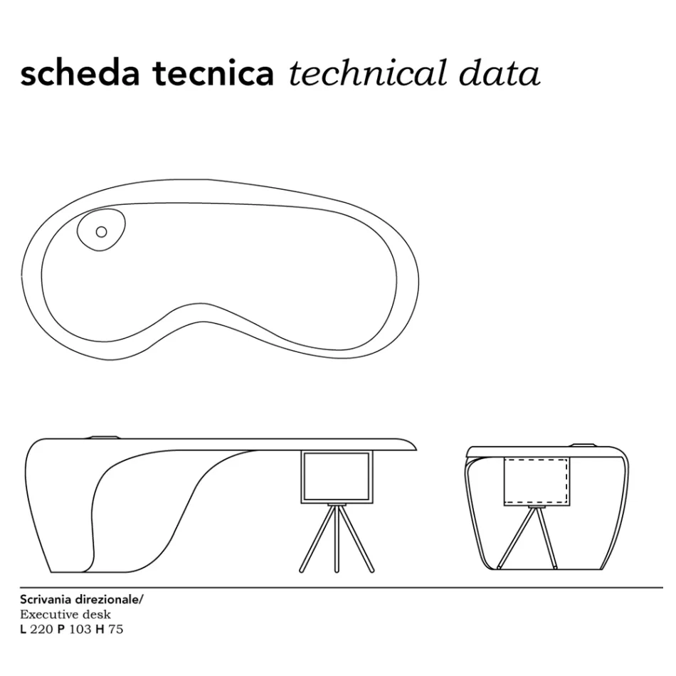 Chefschreibtisch von Karim Rashid aus Polyurethan in verschiedenen Ausführungen – James Viadurini
