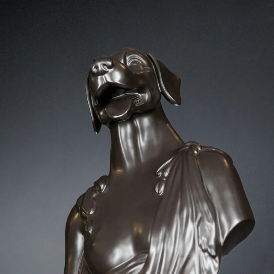 Schwarze handgefertigte Keramikskulptur 100 % Made in Italy Fabas 2 Viadurini