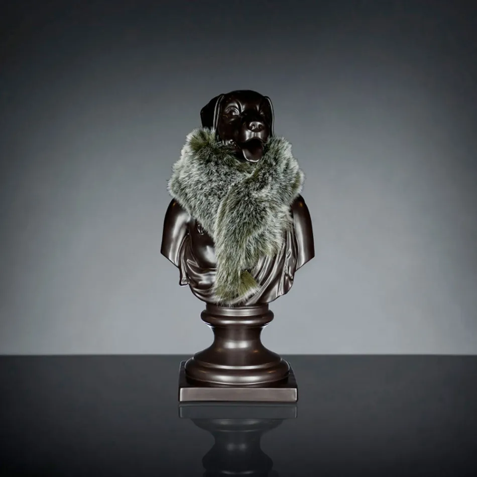 Schwarze handgefertigte Keramikskulptur 100 % Made in Italy Fabas 2 Viadurini