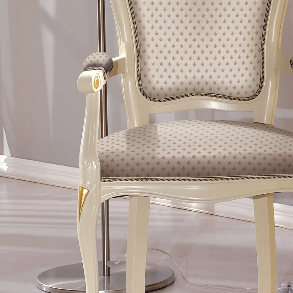 Kopf des Tischstuhls aus Holz mit Stoffbezug Made in Italy - Majestät Viadurini