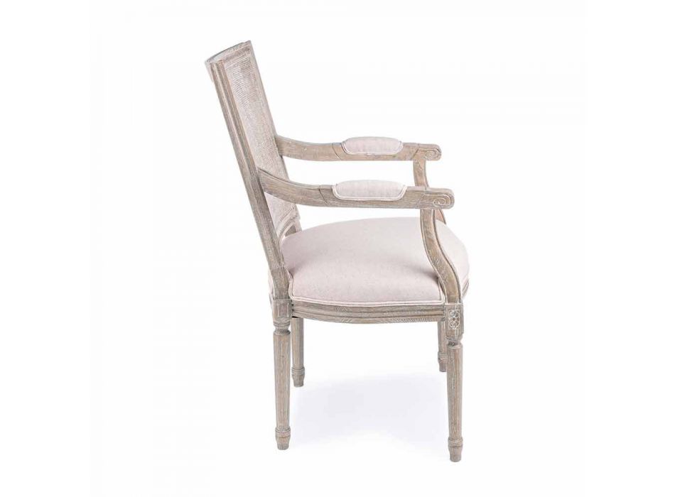 Klassischer Stuhl mit Armlehnen aus Eschenholz und Homemotion-Stoff - Baiser Viadurini