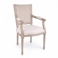 Klassischer Stuhl mit Armlehnen aus Eschenholz und Homemotion-Stoff - Baiser