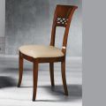 Klassischer Stuhl aus Buchenholz mit verzierter Rückenlehne und Kunstleder - Milissa