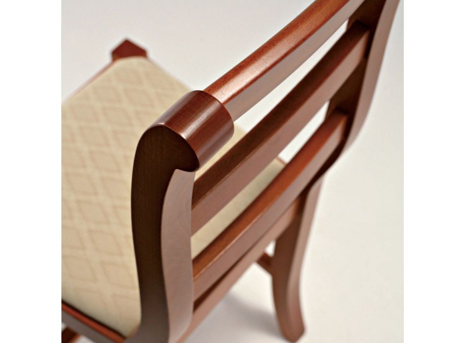 Klassischer Stuhl aus Holz und Sitz aus Stoff Design Made in Italy - Baptiste Viadurini