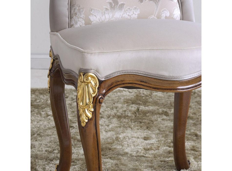 Klassischer Stuhl aus Nussbaumholz und gepolstertem Stoff Made in Italy - Barock Viadurini