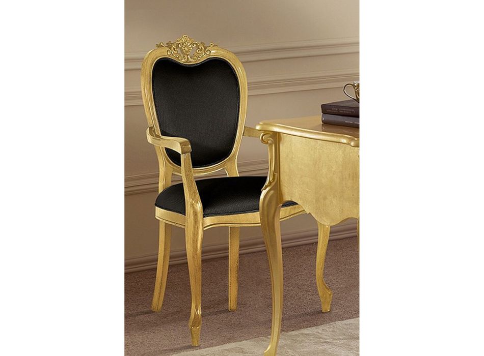Klassischer Stuhl aus Nussbaumholz oder goldgepolstertem Holz Made in Italy - Imperator Viadurini