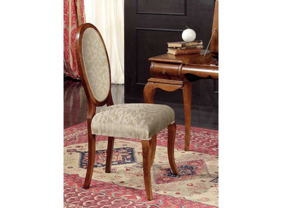 Klassischer Stuhl aus Holz und Stoff mit oder ohne Armlehnen Made in Italy - Ellie Viadurini