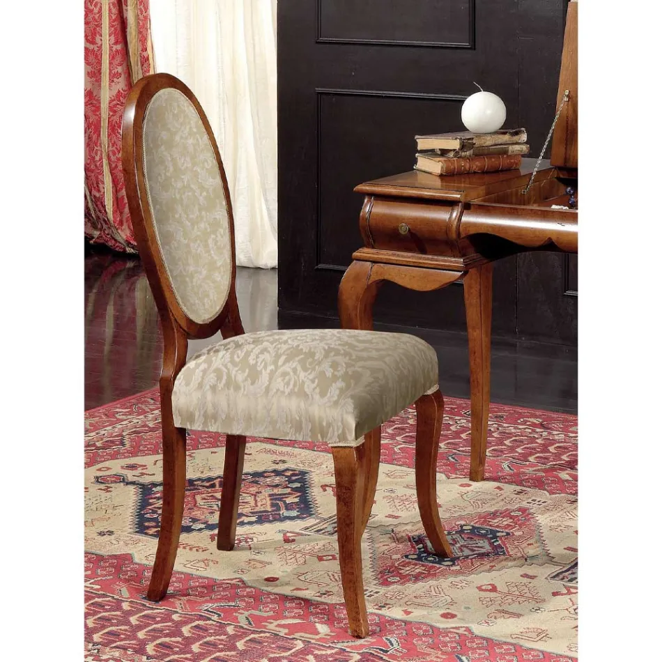 Klassischer Stuhl aus Holz und Stoff mit oder ohne Armlehnen Made in Italy - Ellie Viadurini