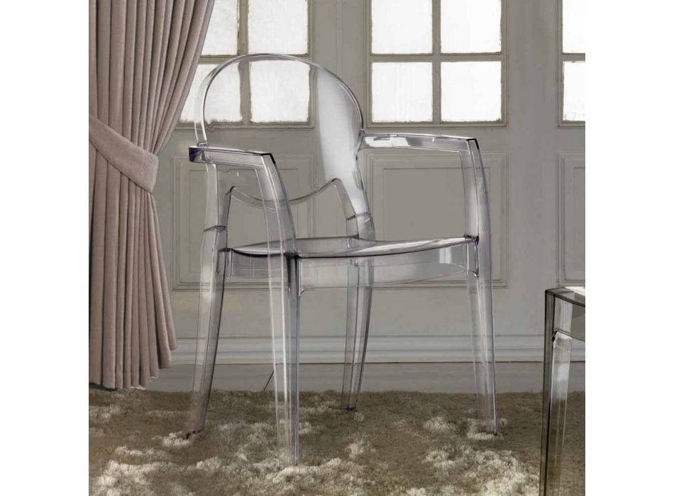 Stuhl komplett aus Polycarbonat und mit Armlehnen - Dalila Viadurini