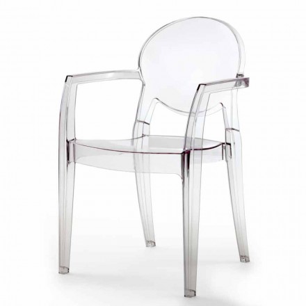 Stuhl komplett aus Polycarbonat und mit Armlehnen - Dalila Viadurini