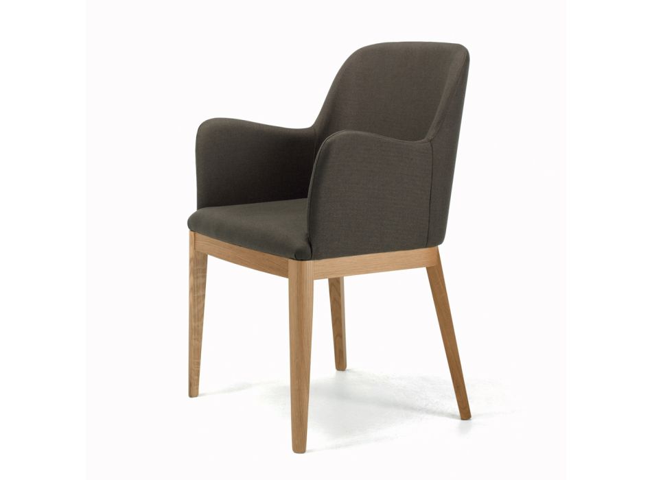 Stuhl mit Armlehnen mit Holzbeinen und gepolstertem Sitz, hergestellt in Italien – Bari Viadurini