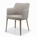 Stuhl mit Armlehnen, gepolstertem Sitz und Stahlbeinen, hergestellt in Italien – Ascoli