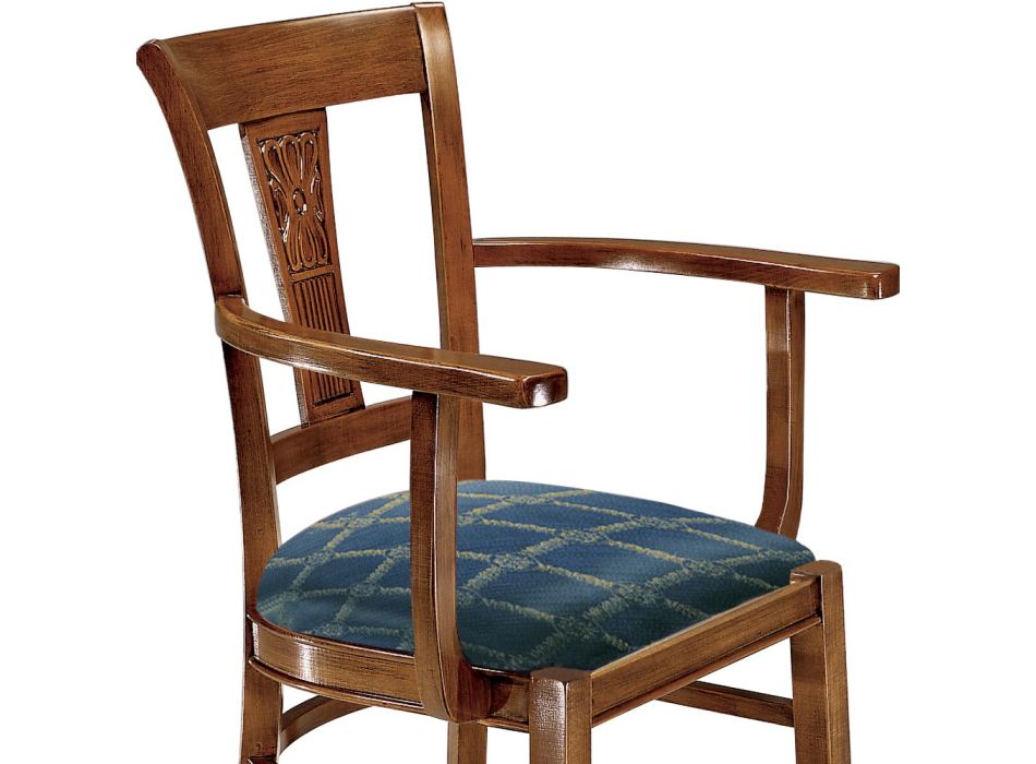 Stuhl mit Armlehnen aus Buche, gepolstert mit Schaumgummi, hergestellt in Italien – Eldarite Viadurini