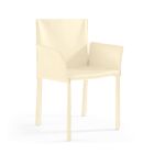 Stuhl mit Armlehnen, gepolstert mit elfenbeinfarbenem Leder, hergestellt in Italien – Schale Viadurini