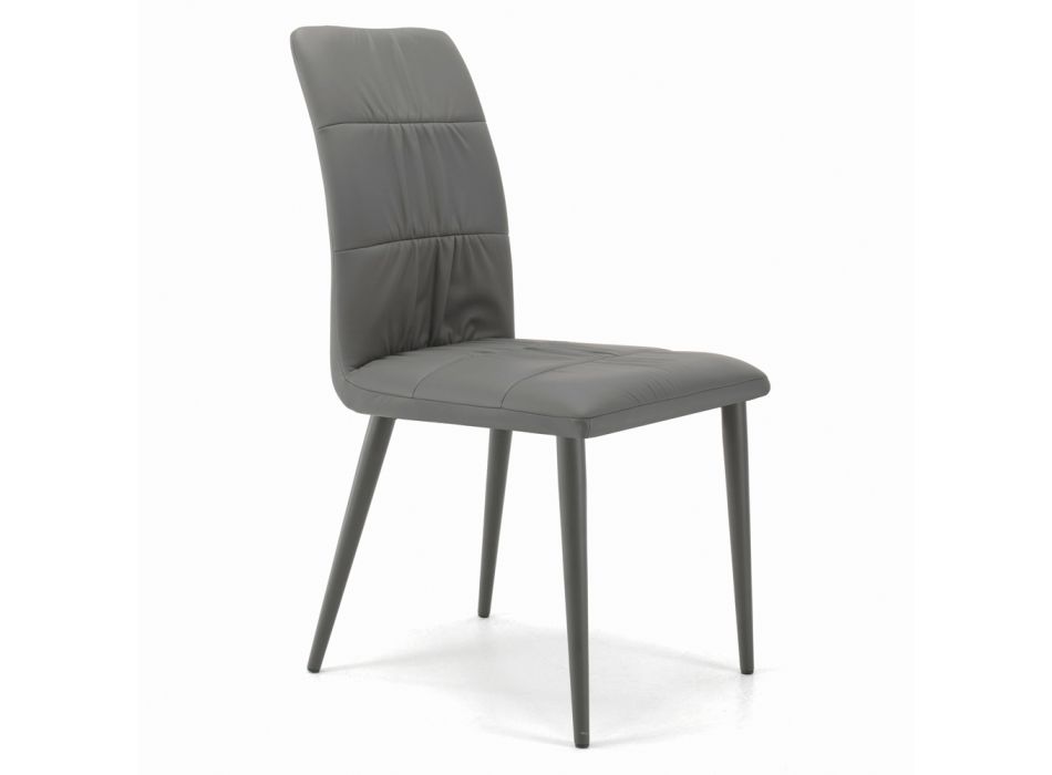 Stuhl mit lackierten Stahlbeinen und gepolstertem Sitz, hergestellt in Italien – Brescia Viadurini