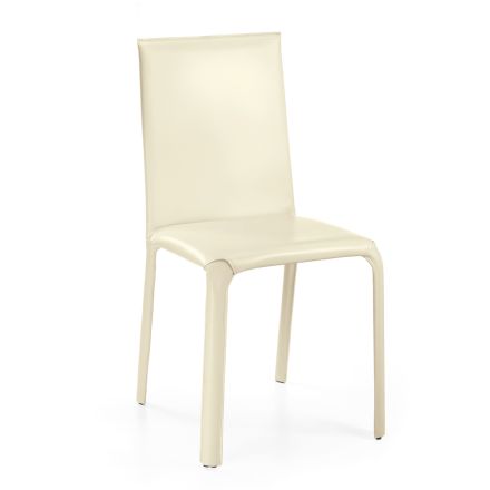 Stuhl mit hoher Rückenlehne aus regeneriertem Leder, hergestellt in Italien – Lanterna Viadurini