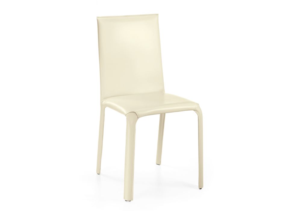 Stuhl mit hoher Rückenlehne aus regeneriertem Leder, hergestellt in Italien – Lanterna Viadurini