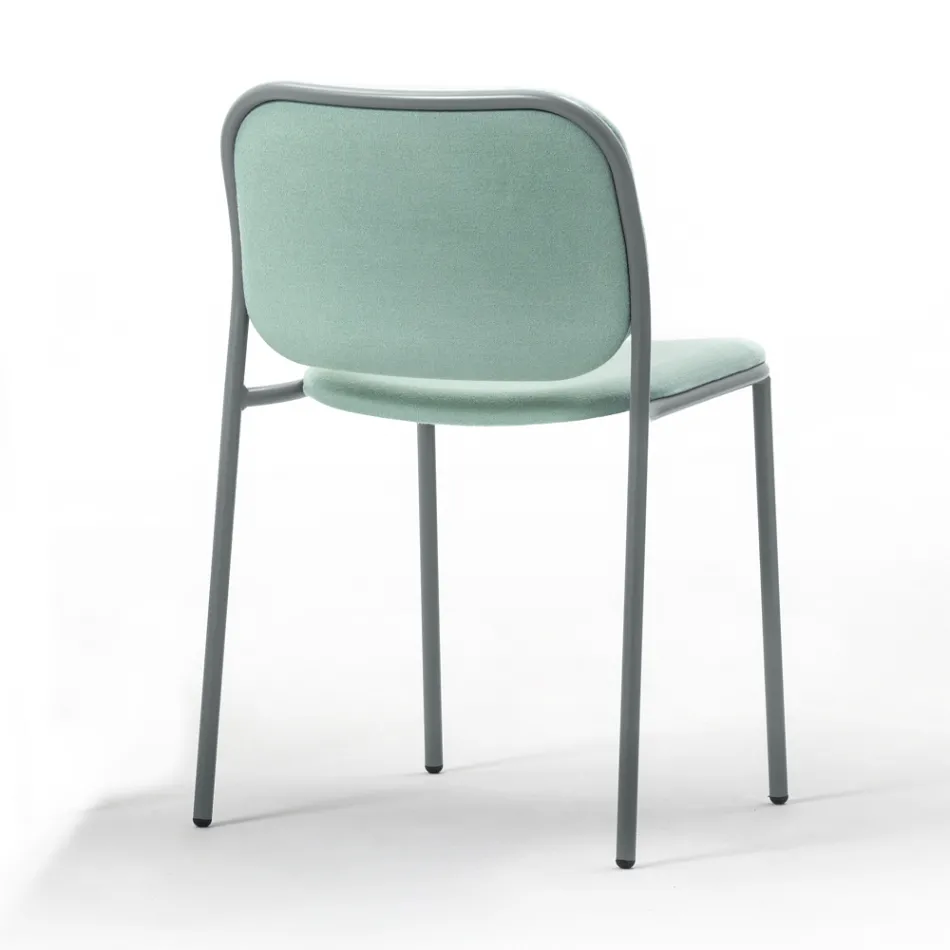 Gepolsterter Küchenstuhl aus Stoff und Metall Made in Italy 2 Stück - Sangria Viadurini