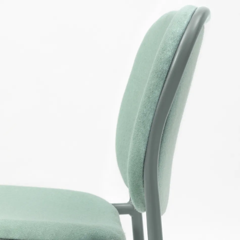 Gepolsterter Küchenstuhl aus Stoff und Metall Made in Italy 2 Stück - Sangria Viadurini