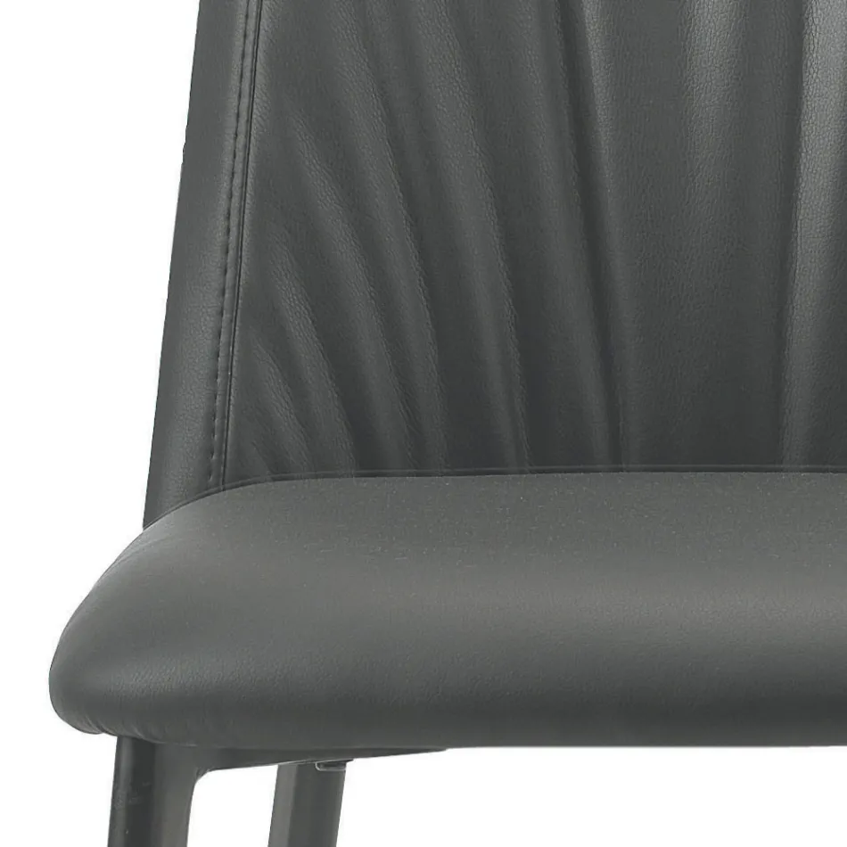 Küchenstuhl aus Kunstleder und Stahl, hergestellt in Italien, 4 Stück – Alexia Viadurini