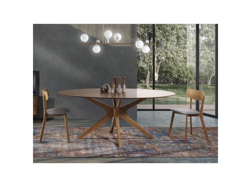 Küchenstuhl aus Stoff mit 2-teiliger Massivholzstruktur - Tonino Viadurini