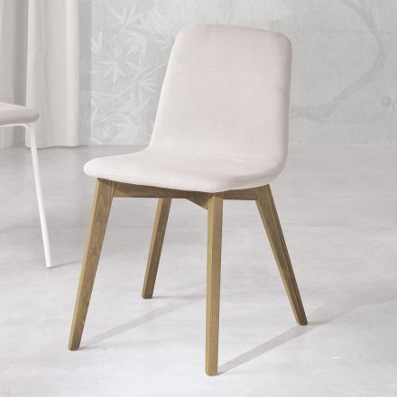 Design Küchenstuhl aus Holz und Stoff made in Italy, Egizia Viadurini