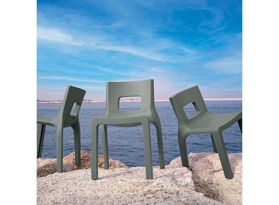 Stapelbarer Küchenstuhl aus Polyethylen Made in Italy 2 Stück - Alassio Viadurini