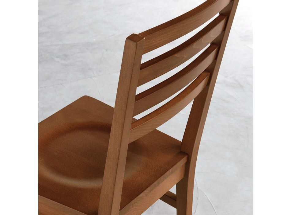 Küchenstuhl aus Buchenholz und Sitz aus Massivholz - Rabasse Viadurini