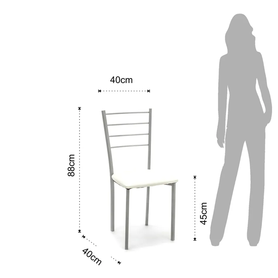 Küchenstuhl aus Kunstleder und lackiertem Metall 4 Teile - Remida Viadurini