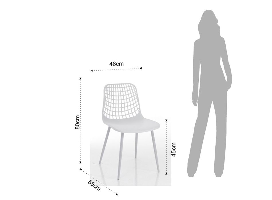 Küchenstuhl aus mattweißem Polypropylen und Stahl 4 Teile - Beyonce Viadurini