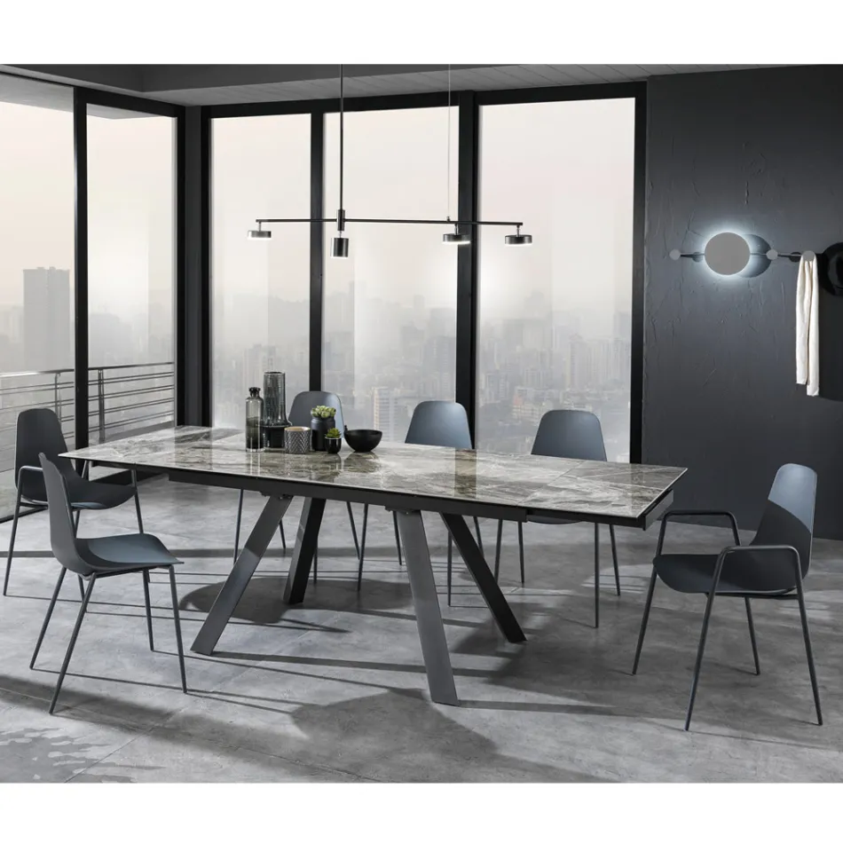 Küchenstuhl aus Polypropylen mit Stahlbeinen 4 Stück - Pinga Viadurini