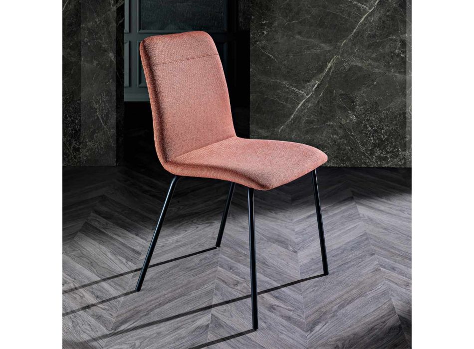 Küchenstuhl aus farbigem Stoff und Metall im modernen Design – Hermine Viadurini