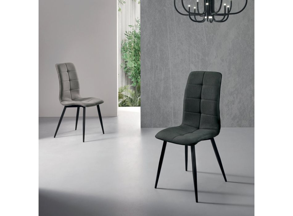 Küchenstuhl aus Stoff mit 4-teiliger schwarzer Metallbasis - Menegildo Viadurini