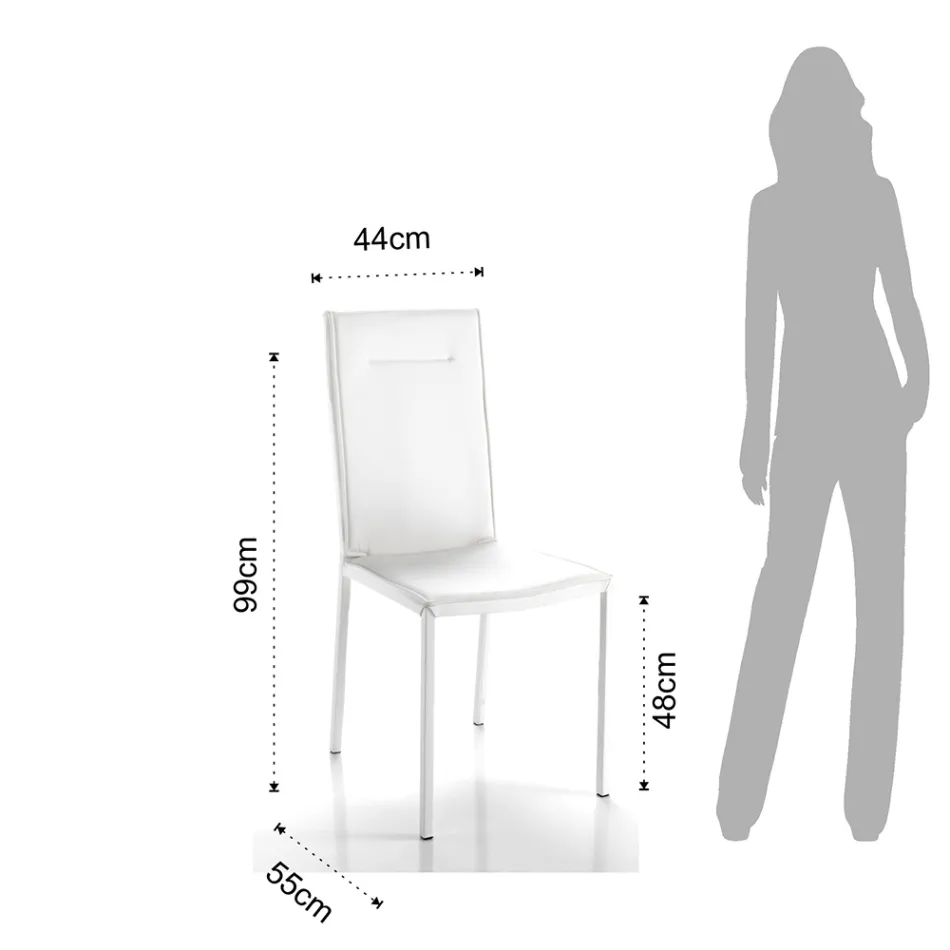 Küchenstuhl komplett mit 2-teiligem Kunstleder bezogen - Atenea Viadurini