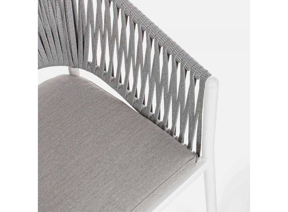 Gartenstuhl mit Armlehnen aus weißem und grauem Aluminium Homemotion - Rubio Viadurini