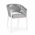 Gartenstuhl mit Armlehnen aus weißem und grauem Aluminium Homemotion - Rubio