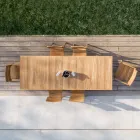 Outdoor-Stuhl mit Armlehnen aus Teakholz - Marie Viadurini