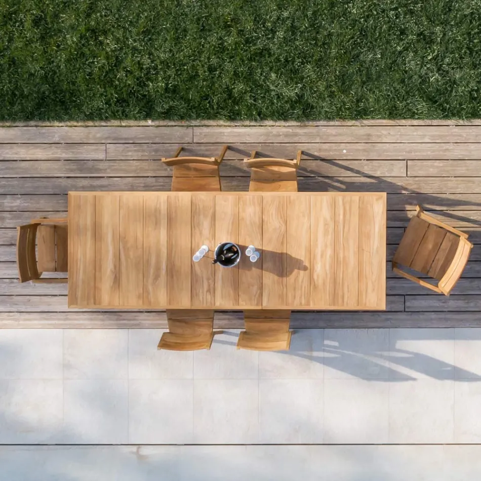 Outdoor-Stuhl mit Armlehnen aus Teakholz - Marie Viadurini