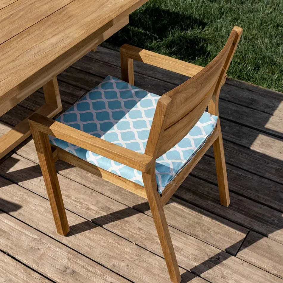 Outdoor-Stuhl mit Armlehnen aus Teakholz - Marie Viadurini