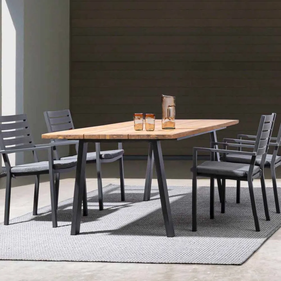 Homemotion Stapelbarer Outdoor-Stuhl aus Aluminium, 4 Stück - Carina Viadurini